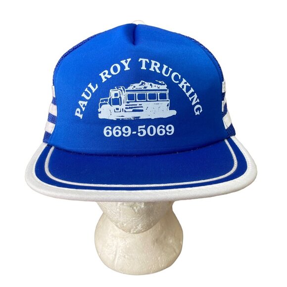 VTG 3 Stripe Snapback Hat Pre Area Codes Trucker Hat Blue NEW OLD STOCK - Picture 1 of 6